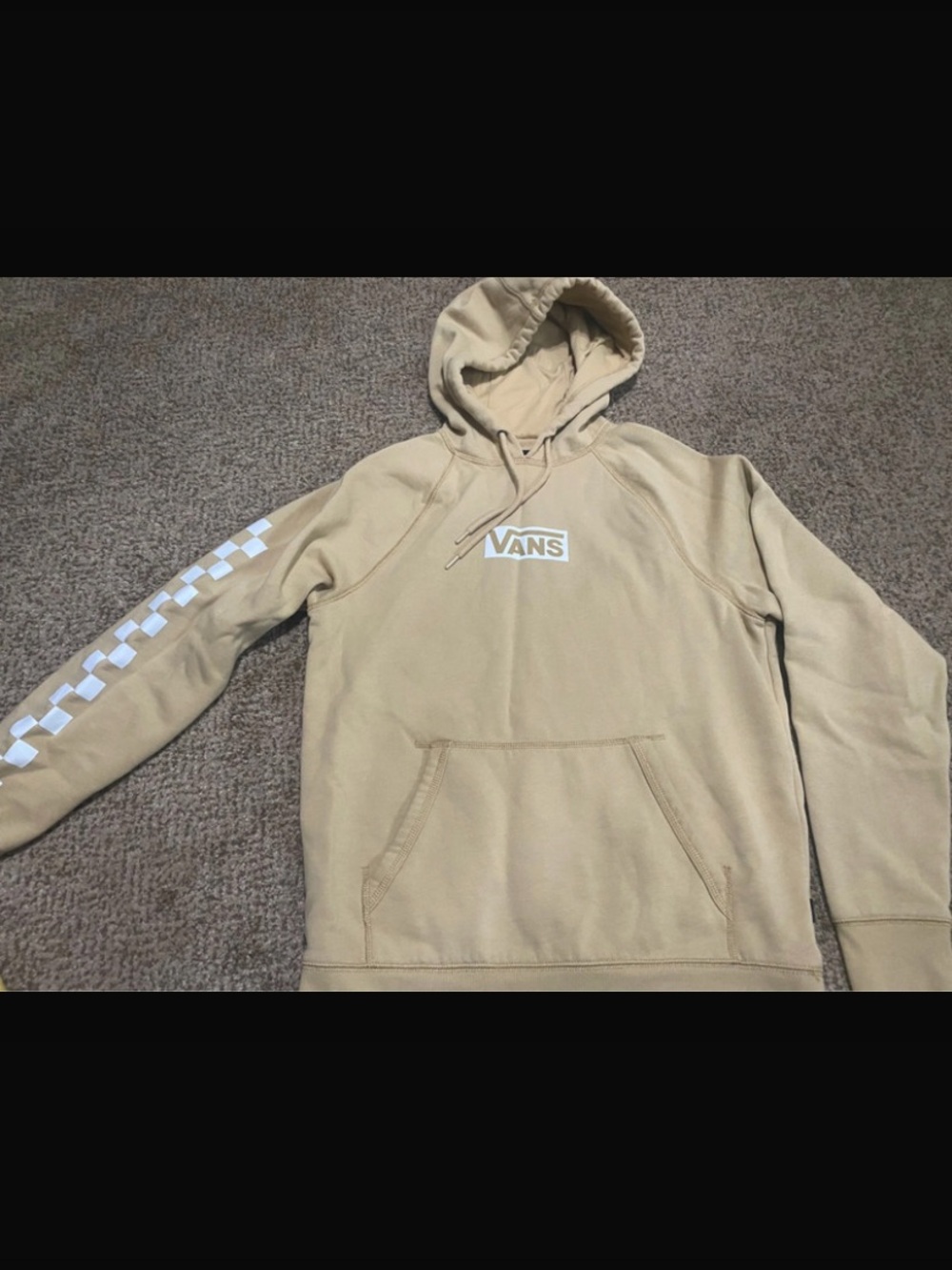 Vans Tan Hoodie with White Checker Sleeve